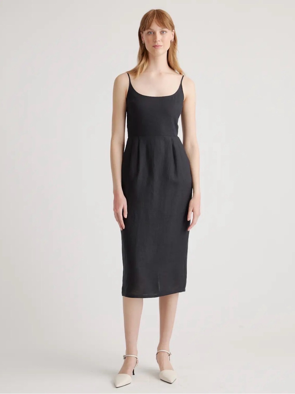 Quince 100% European Linen Scoop Neck Midi dress